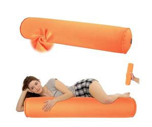 EULANT Inflatable Body Pillow for Sleeping, Soft Sid-Sleeping Pillows, Long Round Cervical Pillow, Bolster Pillow, Hug Pillow for Home/Camping/Travel, Compact & Blow-up Inflation,120 * 20cm,Orange