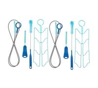 EULAPGOE 2 Packs Hydration Bladder Cleaning Kit, 4-in-1 Cleaning Kit with 6 Stainless Steel Brushes and 2 Hanging Frames for Drying, Perfect for Hydration Pack, Hose, Bite Valve, White