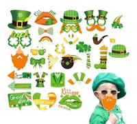 EULAPGOE 30 Pcs St Patrick’s Day Irish Party Photo Booth Props Accessories St Patricks Day Decorations Party Shamrock Decorations Ireland Irish Decoration