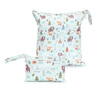 EULAPGOE Wet Bag, 2 Pcs Baby Waterproof Diaper Organizer, Washable Reusable Double Zipper Diaper Day Care Wet Bag for Swimwear Baby Products