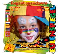 Eulenspiegel Motif Set Rainbow Clown, Makeup Set, Makeup Instructions 1 Brush