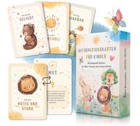 EULENTALER Affirmation Cards for Children, Designed by Educators, 44 Lovingly Hand-Painted Mindfulness Cards for Self-Confidence, Courage and Joie de vivre, with Exercises & Explanatory Book