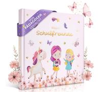 EULENTALER Friendship Book School for Girls Unicorn I Designed by Educators I Hand-Painted Unicorns, Butterflies & Flowers I Gift for School I Gold Embossing I School Friends Book Primary School
