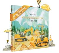 EULENTALER Kindergarten Friendship Book Construction Machines I Designed by Educators I Hand-Painted Excavators & Vehicles I Child-friendly Design I with Gold Embossing I Nursery Friends Book Boys