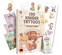 EULENTALER Skin-friendly children's tattoos with cute animal motifs, pack of 100