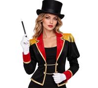 Eulervate Circus Outfit for Women Lion Tamer Outfit for Themed Parties | Trapeze Artist Circus Acrobat Costume,Puffed Long Sleeve,Magician Costume,Notched Lapel Velvet Coat,Magician Clowns Jacket