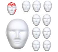 Eulihent 10 Pcs DIY White Paper Masks Blank Masks Plain Face Masks to Decorate Masquerade Mask Pulp Blank Mask for Painting Blank Full Face Mask for Carnival Cosplay Halloween Christmas Dance Party