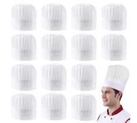 Eulihent 15 Pcs Disposable Chef Hat 9 inch Kitchen Hat White Cooking Hats Set Dome-Shaped Chef's Hats Unisex Adult Men Women for Kitchen Home Restaurant Catering Cooking Party