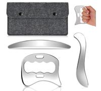 Eulihent 3 in 1 Guasha Tool Muscle Scraper Stainless Steel Gua Sha Set Scraping Massage Tool for Soft Tissue Mobilization, Fascia & Myofascial Release incl. Storage Bag