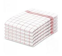 Eulihent 5 Pcs Cotton Tea Towels for Kitchen 45x65 cm Dish Cloth Quick Drying Cleaning Cloth Super Absorbent Hand Towels for Catering, Drying and Washing (Red)