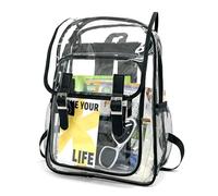 Eulihent Clear Backpack Transparent Bag PVC Waterproof See Through Rucksack Large Capacity School Backpack with Adjustable Straps Clear Gym Bag for Work Travel Concert Sports Unisex (Version C)