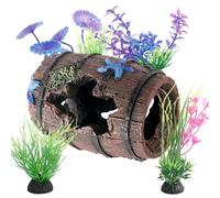 Eulihent Fish Tank Decorations Small Fish Tank Ornaments Fishs Tanks Cave Aquarium Ornaments Aquarium Decoration Aquariums Broken Barrel Cave Decor and 5 Fishs Tanks Plants for Betta Hiding