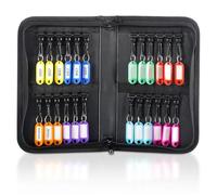 Eulihent Portable Zippered Key Case Waterproof and Fireproof Key Organizer with 24 Key Tags and Hooks Keys Storage Binder for Offices Estate Agencies Hotels and Rental Management