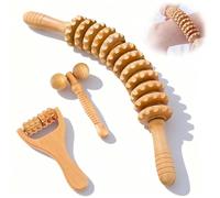 Eulihent Wooden Massage Roller Tools 3 Pcs Therapy Massager Roller Accessories Anti Cellulite Body Sculpting Tools Muscle Pain Relief Maderotherapy Kit for Relaxes, Leg, Arms, Back, Neck