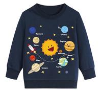 EULLA Baby Boys Jumper Toddler Planet Sweatshirt Solar System Shirt Long Sleeves Space Top 1-2 Years