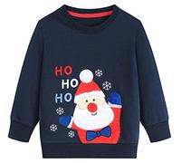 EULLA Boys Christmas Jumper Santa Dinosaur Sweatshirt Long Sleeves T Shirt Blue 3-4 Years
