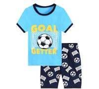 EULLA Boys Pjs Short Sleeves Football Pyjamas Set Kids Goal Getter Short Sleeves Sleepwear Clothes Outfit 5-6 Years