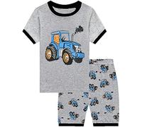 EULLA Boys Pyjamas Set Monster Truck Cotton Pjs Summer Short Sleepwear Cotton Clothes 6-7 Years