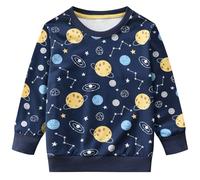 EULLA Boys Space Print Sweatshirt Toddler Long Sleeve Crew Neck Pullover Jumper Casual Top for 1-2 Years