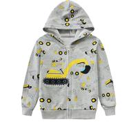 EULLA Children's Boys' Hoodie Sweat Jacket Hoodie Sweatshirt Long Sleeve Pullover with Zip 1-7 Years 92-122, 4-1# Grey Digger, 7 Years