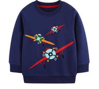 EULLA Children's Boys' Pullover Sweatshirt Long Sleeve Cotton Dinosaur Excavator Tractor Planets Winter Tops 1-7 Years 92 98 104 110 116 122, 12# Dark Blue Plane, 98