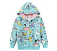EULLA Hoodie for Girls Jumper Zip Cotton Dinosaur Sweatshirts Jacket Sweet Outfit Long Sleeve Shirt Gift 5-6 Years