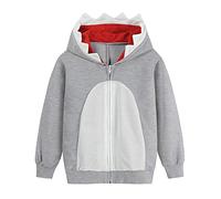EULLA Zip Up Hoodies Kids Long Sleeve Jumper Grey Shark Coats Cotton Cute Hoodie Top Age 3-4 Years