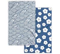 Eulnars Kitchen Towels, Premium Dish Towels for Kitchen Drying, 18" x 30" Tea Towels, Quick Dry Microfiber Dish Cloths, Ocean Sakura Series, 2-Pack
