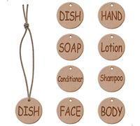 Eulnars Organize Your Home with 8 Handmade Wooden Labels for Bottles - Dish, Hand, SOAP, Lotion, Shampoo, Conditioner, Body and FACE - Perfect for Soap Dispensers in Your Kitchen and Bathroom,