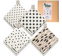 Eulnars Reusable Paper Towels, 8-Pack Swedish Dishcloths for Kitchen with 3 Clips, Black White, Cotton, 200 Washes