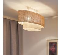Euluna Boho ceiling lamp, brown/beige, length 80 cm, fabric