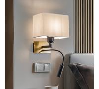 Euluna Harry wall lamp, angular, brass/black/white