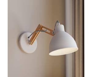 Euluna Skansen wall lamp, adjustable wooden arm, white
