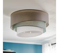 Euluna Trio monocolor ceiling light, grey, Ø 60 cm, textile