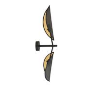 Euluna Vene wall lamp, black/gold, 2-bulb