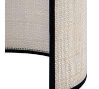 Euluna wall light, jute, white/black, semi-circular, height 24 cm