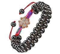 EUMENIDES Magnetic Hematite Bracelet for Women,Magnetic Hematite Bracelets with Rose Gold Zirconia，6MM，Magnet Therapy，Eliminate Static Electricity (Double Strength Magnet-Rose Gold Wire，6MM)