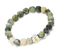 EUMENIDES Obsidian and Tiger's Eye Crystal Stretch Bracelet, Diamond Shape, 8/10MM, 7.8 Inches, Unisex (Green grass Rocks, 10MM(7.9IN))