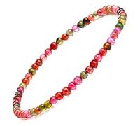 EUMENIDES Women's Natural Stone Bracelet, 7.45IN(19cm), 4/6MM,Tourmaline, Obsidian, Agate, Crystal, (Colored Tourmaline，6MM)