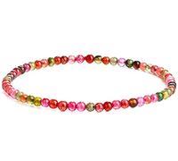 EUMENIDES Women's Natural Stone Bracelet, 7.45IN(19cm), 4/6MM,Tourmaline, Obsidian, Agate, Crystal, (Colored Tourmaline Stone,4MM)
