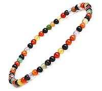 EUMENIDES Women's Natural Stone Bracelet, 7.45IN(19cm), 4/6MM,Tourmaline, Obsidian, Agate, Crystal, (Colored Agate，6MM)