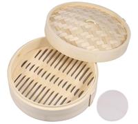 Eummy Bamboo Steamer Basket 10 Inch Dumpling Steamer Chinese Food Steamers with Lid and Steaming Cloth Strong Vegetable Steamer Basket Best for Dim Sum, Vegetables, Meat and Fish(1 Tier)