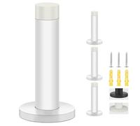 Eumtenr Door Stopper Black, 3.5 Inch Heavy Duty 304 Stainless Steel Door Stop with Sound Dampening Rubber Tips Bumper, Wall Mounted Door Holder Protection, White (Set of 4)