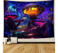 EUMVP Blacklight Fantasy Magic Forest Tapestry UV Reactive Trippy Mushroom Tapestry Wall Hanging Psychedelic Black light Tree of Life Tapestries for Bedroom Aesthetics Decor 200x150cm YGTLSVP020