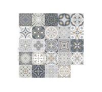 EUNEWR 24pcs Light Grey Moroccan Wall Tile Stickers Set Self Adhesive Waterproof Mosaic Tile Stickers Mosaic for Bedrooms Kitchen Bathroom Home Decors (10x10cm/3.9x3.9)