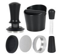 EUNEWR 51mm Coffee Tamper Set, 6PCS Espresso Accessories Kit, Espresso Barista Coffee Machine Accessories Set with Tamper, Coffee Tamping Mat, WDT Distribution Tool, Knock Box, Dosing Funnel and Puck