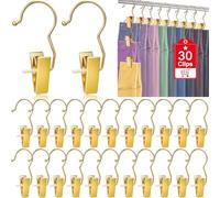 Eunhdet 30Pack Gold Boot Hangers for Closet, Hanger Clips Leggings Hangers for Closet Pants Hangers Space Saving, Easy Clip Hooks for Hanging Clothes Pins Laundry Hooks Pants Towels Hat Bra Socks Jean