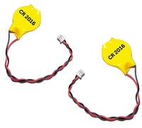 Eunicell - 2 x CR2016 CMOS 3V Lithium Button Coin Cell Battery with Molex 2-Pin Connector - Replacement Battery For Desktop Computers Laptops and Motherboards