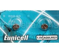 Eunicell AG0 Alkaline 1.5 V Button Cell Battery - Blister Pack of 2