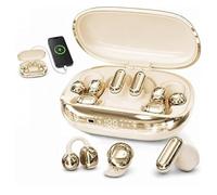Eunmsi 3-in-1 Smart Wireless Earbuds Open-Ear Clip-On & Mini Sleep Headphones (Gold)